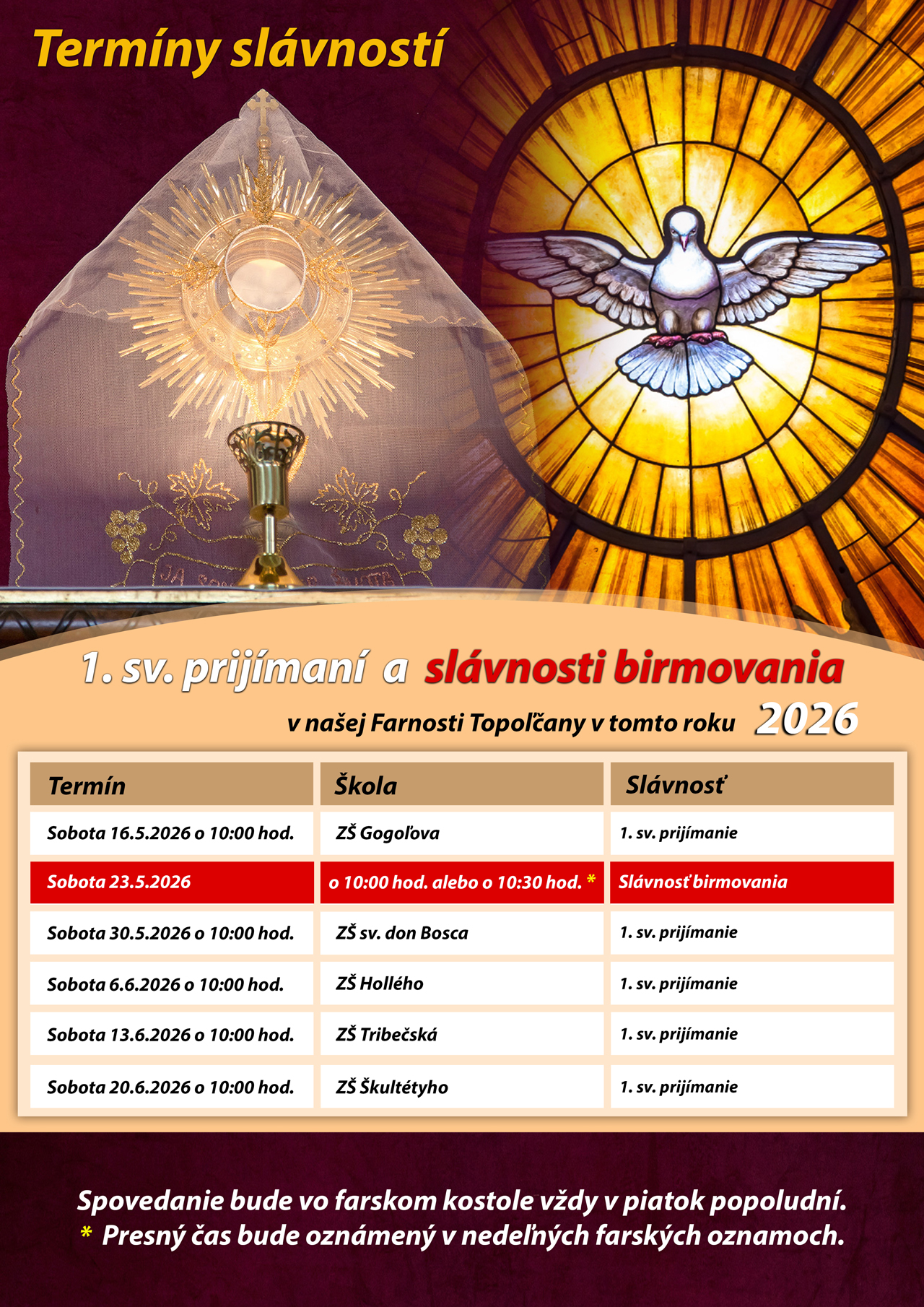 Termíny slávností 2026